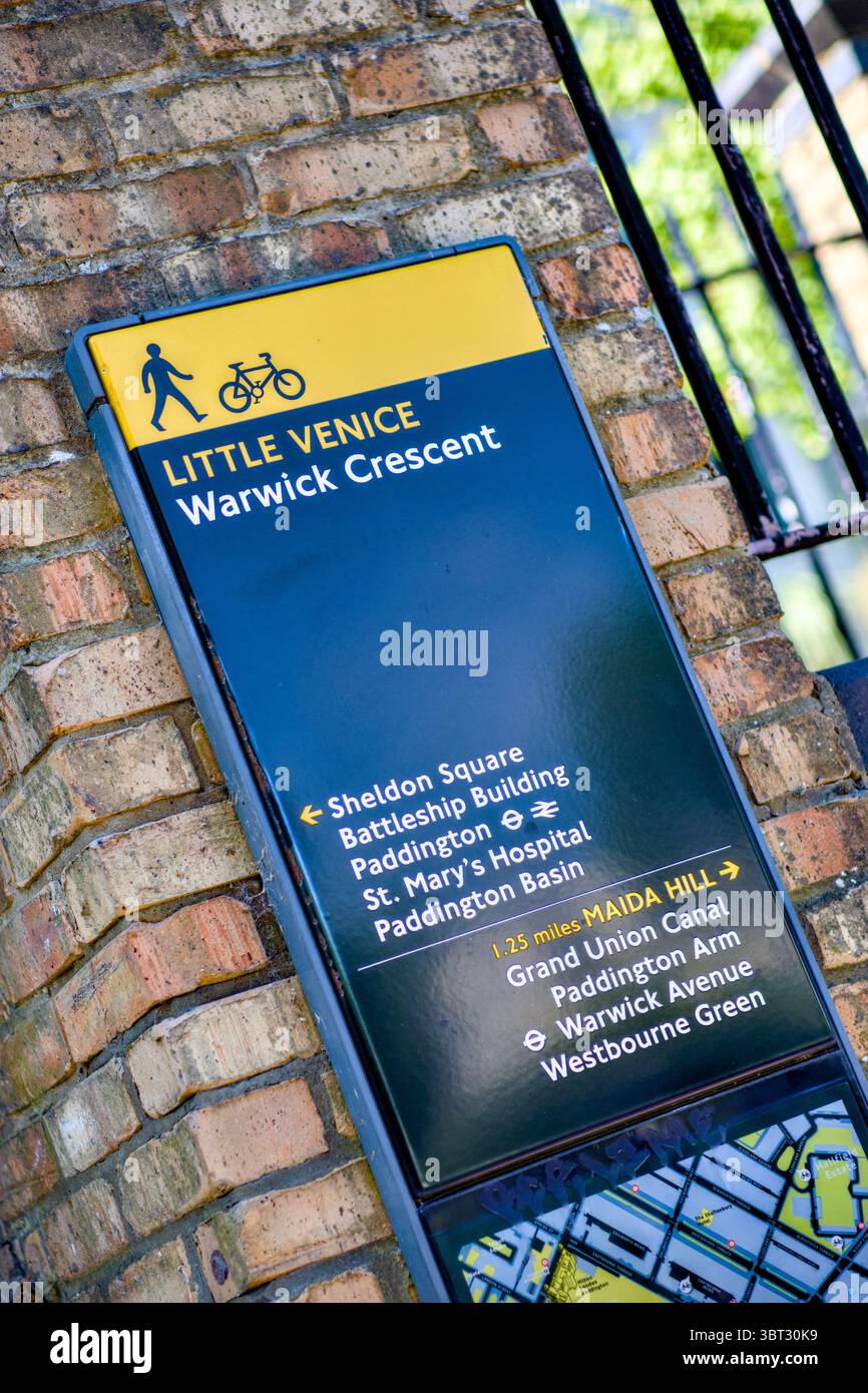 Little Venice Wayfind Sign, Londres, Angleterre, Royaume-Uni Banque D'Images