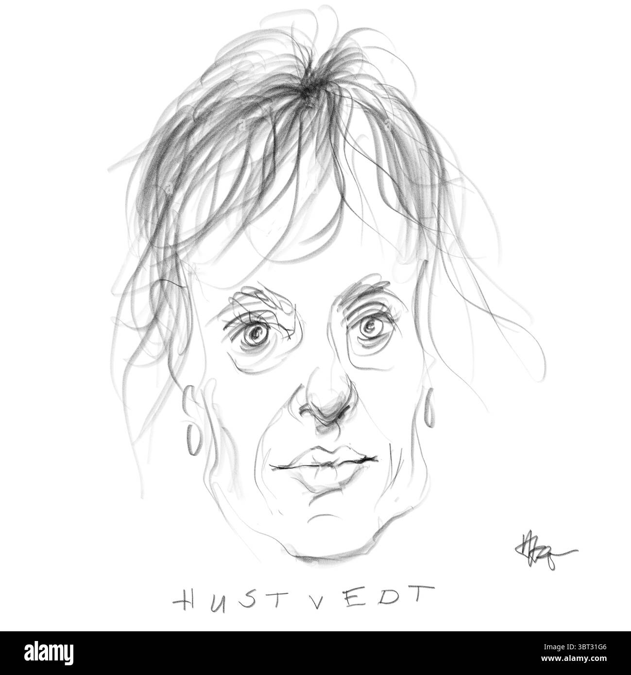Crayon Portrait Siri Hustvedt Banque D'Images