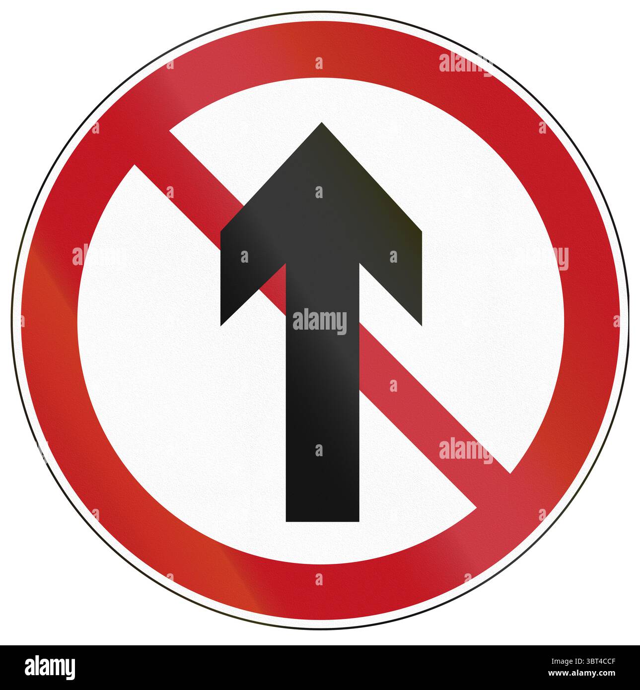 Panneau routier en Chine - pas de continuer tout droit. Banque D'Images