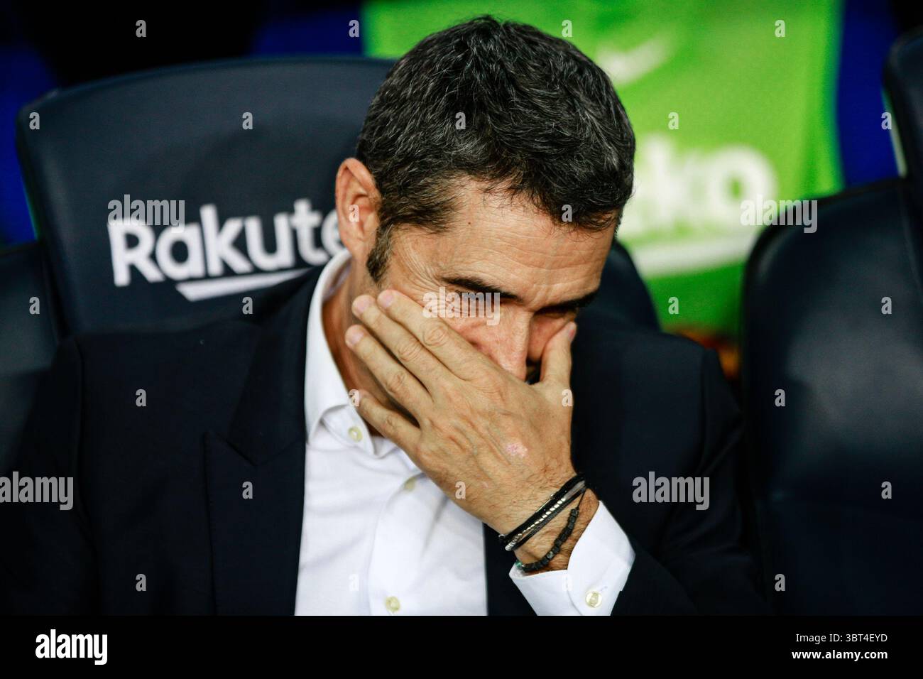 24 septembre 2019, Barcelone, BARCELONE, Espagne : Ernesto Valverde de l'Espagne du FC Barcelone lors du match de la Liga entre le FC Barcelone et Vilareal au stade Camp Nou à Barcelone le 24 septembre 2019, Espagne. (Crédit image : © AFP7 via ZUMA Wire) Banque D'Images