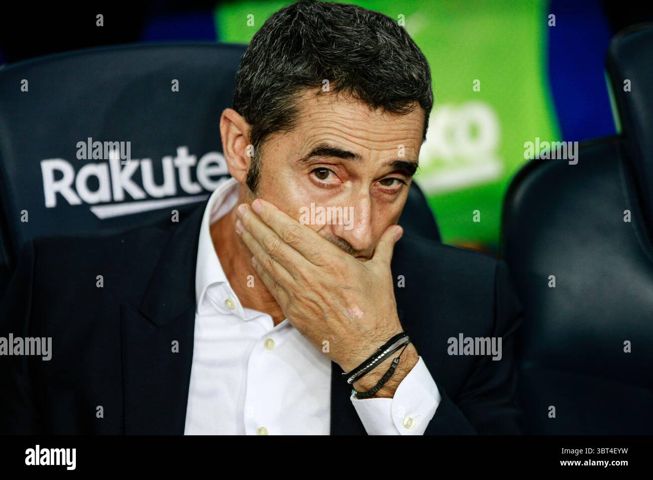 24 septembre 2019, Barcelone, BARCELONE, Espagne : Ernesto Valverde de l'Espagne du FC Barcelone lors du match de la Liga entre le FC Barcelone et Vilareal au stade Camp Nou à Barcelone le 24 septembre 2019, Espagne. (Crédit image : © AFP7 via ZUMA Wire) Banque D'Images