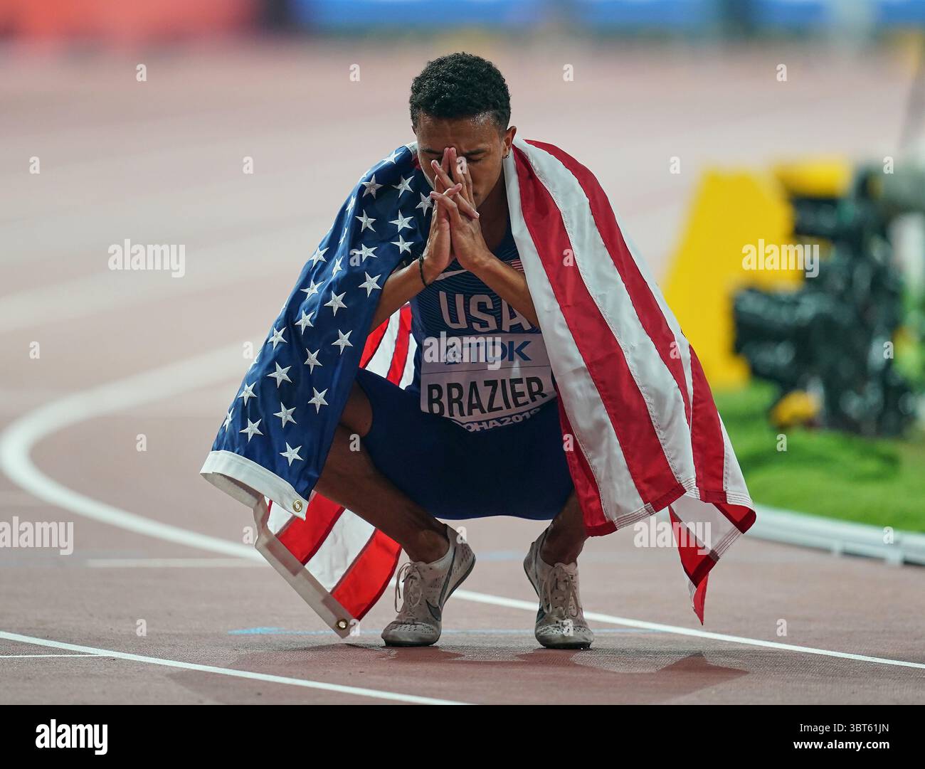 1er octobre 2019 : Donavan Brazier, américain, remporte l'or au 800 mètres masculin lors des 17e Championnats du monde d'athlétisme de l'IAAF au stade Khalifa de Doha, Qatar. Ulrik Pedersen/CSM.(image de crédit : &copy ; Ulrik Pedersen/CSM via ZUMA Wire) Banque D'Images