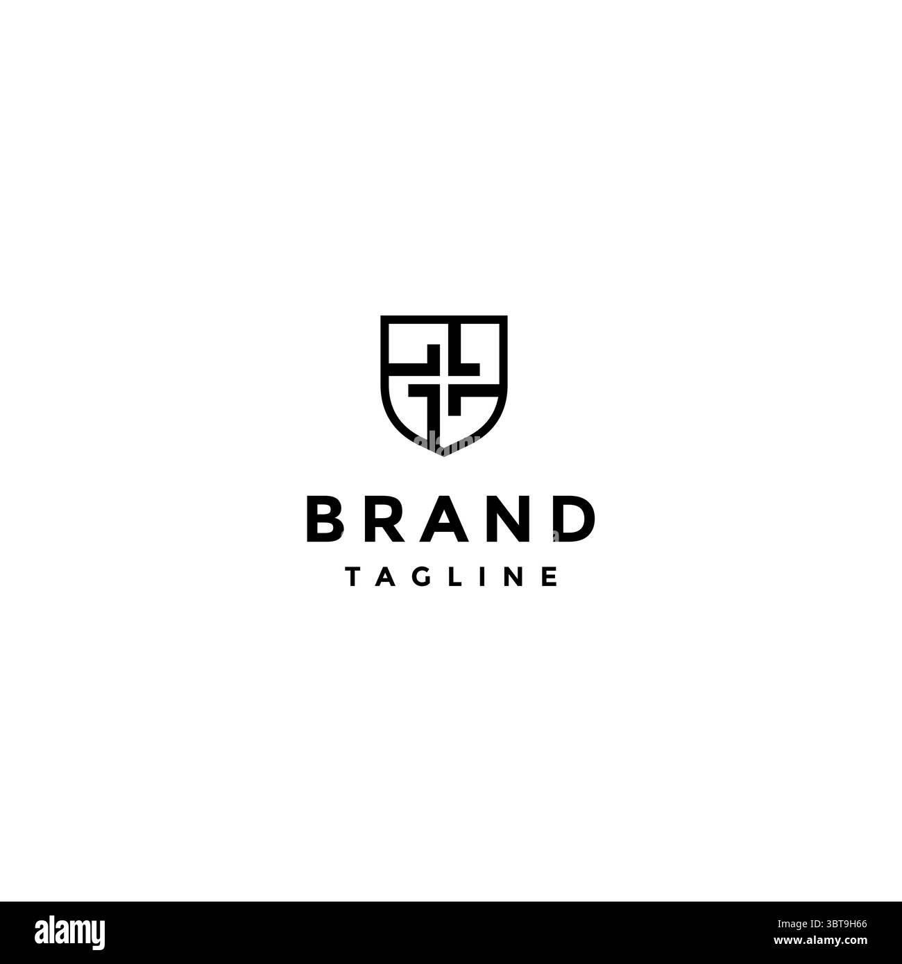 Bouclier avec la lettre initiale LLLL à l'intérieur du logo Design. La lettre l initiale tourne à l'intérieur du logo Shield. Illustration de Vecteur