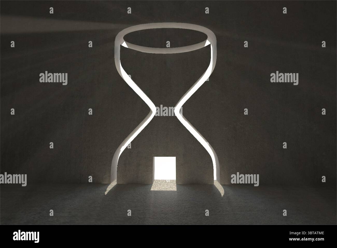 Porte Hourglass in dark room Banque D'Images