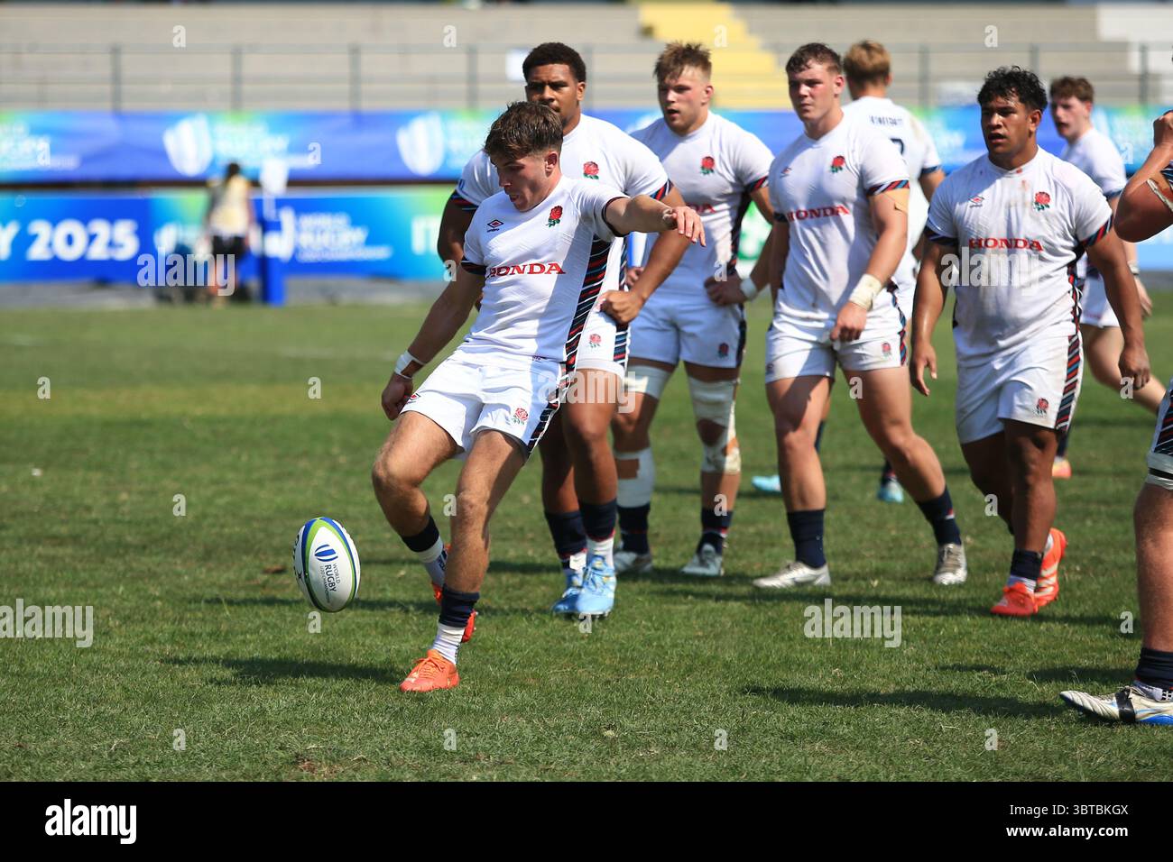 Viadana, Italie. 14 juillet 2025. Le joueur anglais Benjamin Coen lors du championnat du monde de rugby U20 entre l'Angleterre et le pays de Galles au stade Zaffanella, Viadana, Italie. (Crédit : Federico Zovadelli/Alamy Live News) Banque D'Images