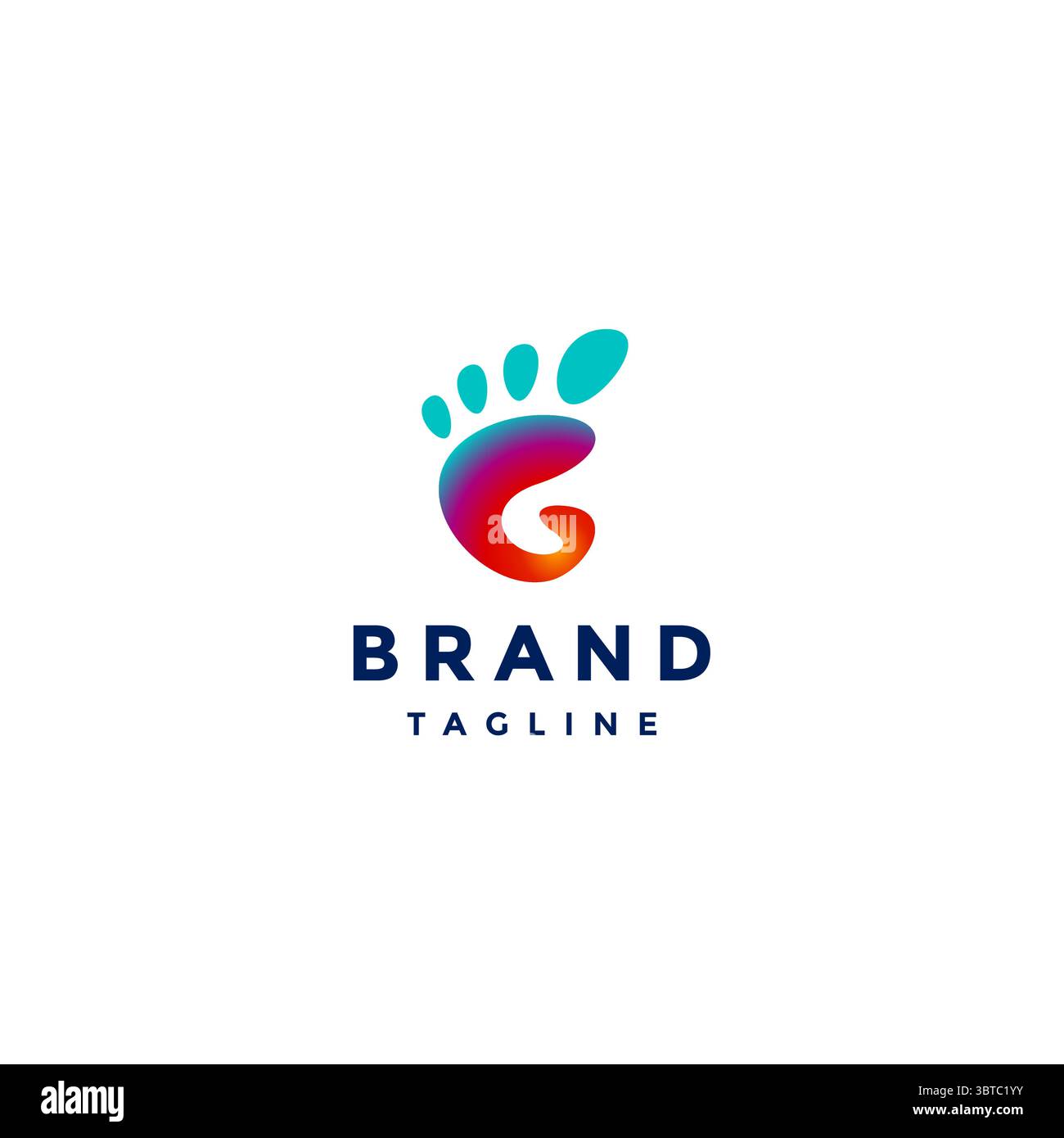 Design du logo G Walk lettre initiale amusante. Design de logo de la lettre G Footprints colorée. Illustration de Vecteur