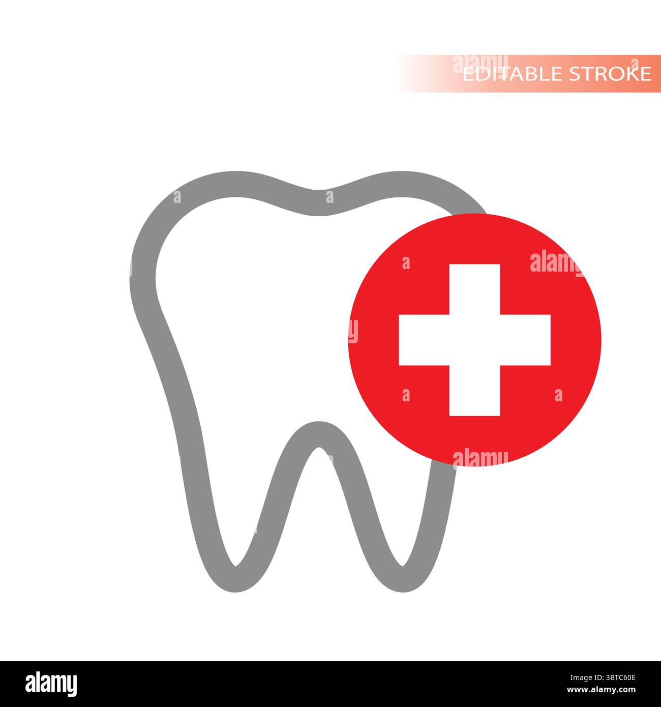 Clinique dentaire, dent avec icône de vecteur de ligne croisée médicale. Cabinet de dentiste, traitement des dents et thérapie doublé ou délimité. Illustration de Vecteur