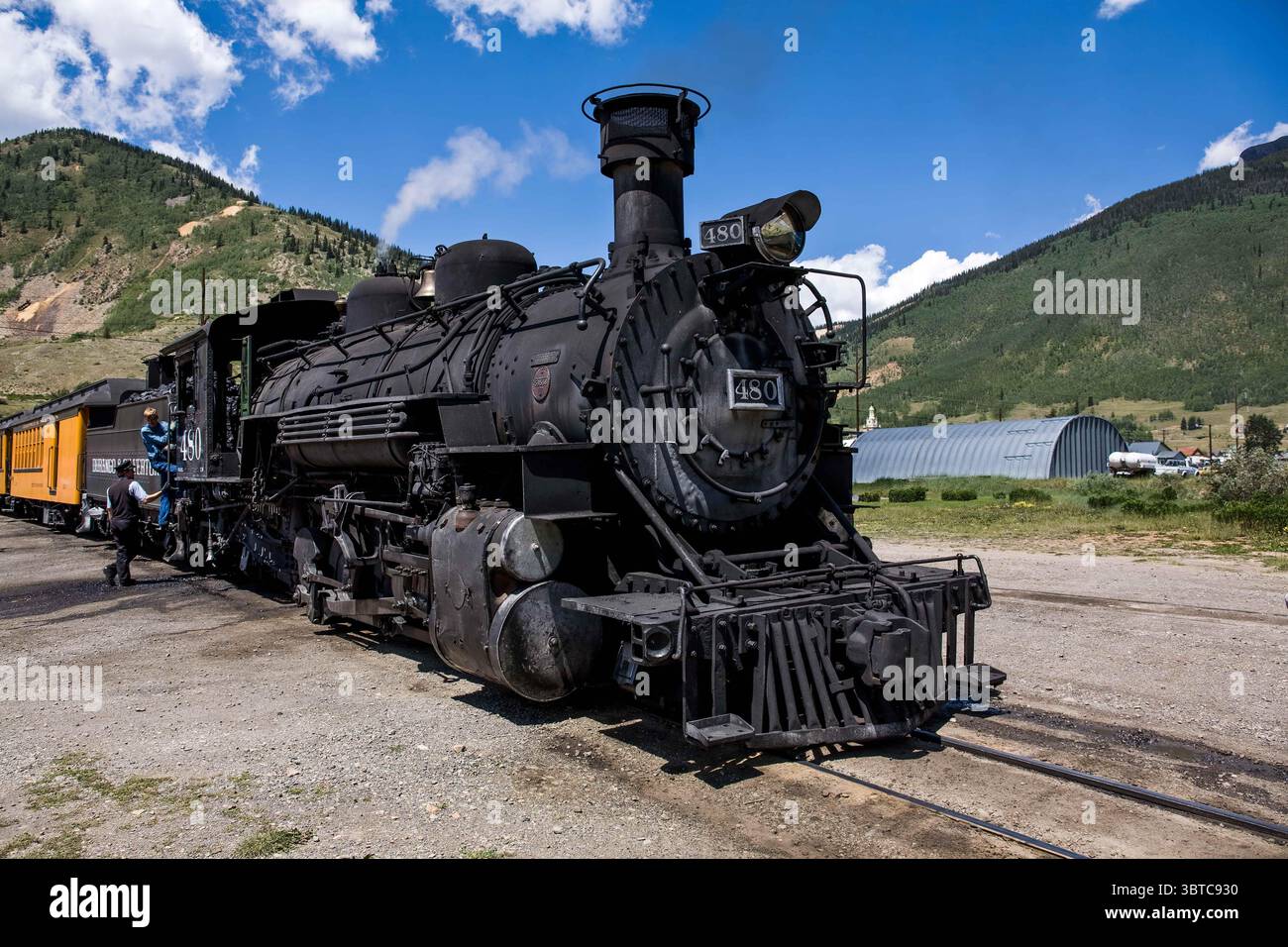 15 août 2008, Silverton, Colorado, États-Unis : Engine 480 est une locomotive à vapeur de classe K-36 construite à l'origine pour le Denver and Rio Grand Railroad en 1925 et appartient maintenant au Durango and Silverton Narrow Gauge Railroad. (Crédit image : © Jon G. Fuller, Jr/VW pics via ZUMA Wire) Banque D'Images