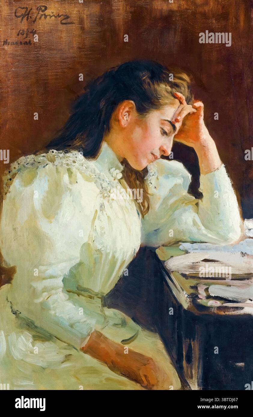 Ilya Repin, Portrait d'Une fille napolitaine, peinture à l'huile sur toile, 1894 Banque D'Images