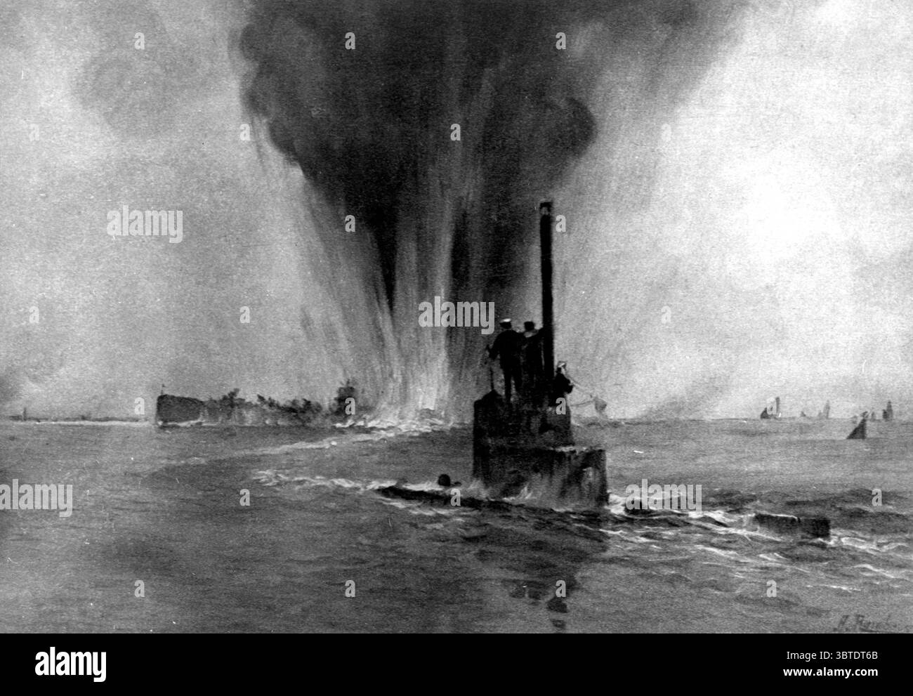 Sous-marin italien 'Medusa' par SMU Boat XI le 10 juin 1915 à partir d'un volume illustré de l'Austro Hongrois Navy Museum Rest home vétérans guerres nationales Umberto I rien à payer pour jouer Banque D'Images