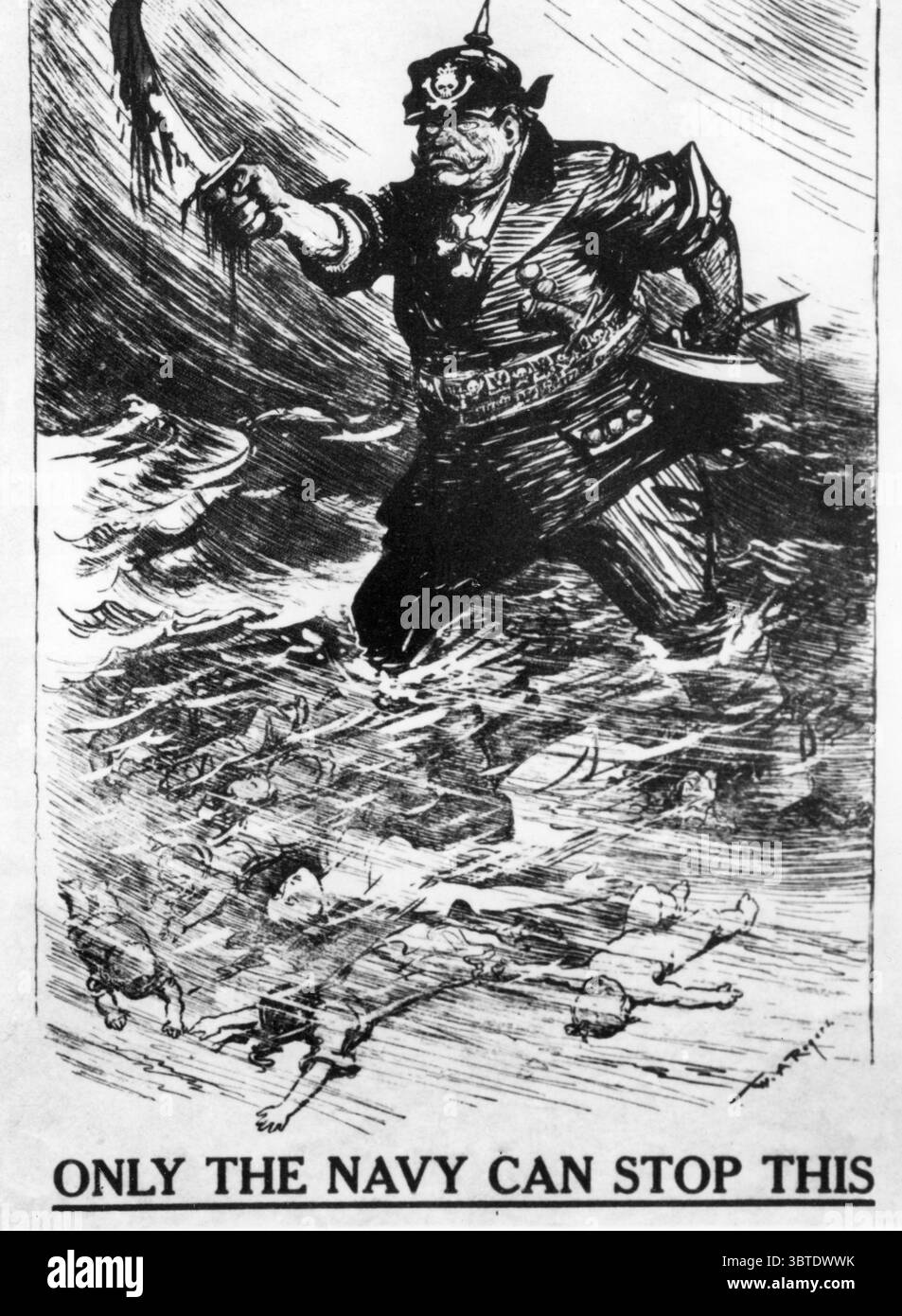 Affiche anti-allemande seule la Marine peut arrêter ça Banque D'Images
