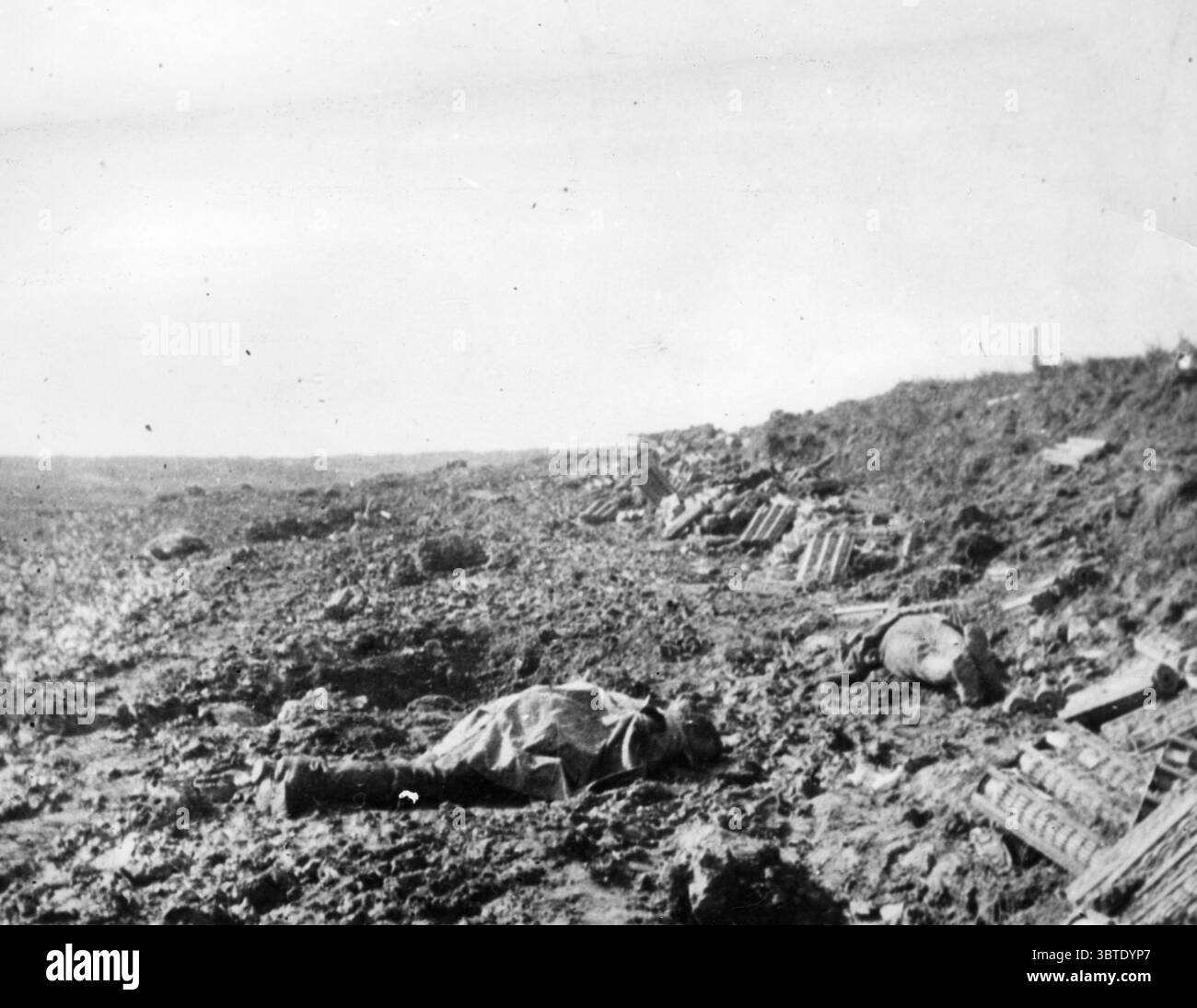 Des porte-obus allemands morts et en osier derrière Flers , qui a été capturé par la 41e division et la Nouvelle-Zélande. Banque D'Images