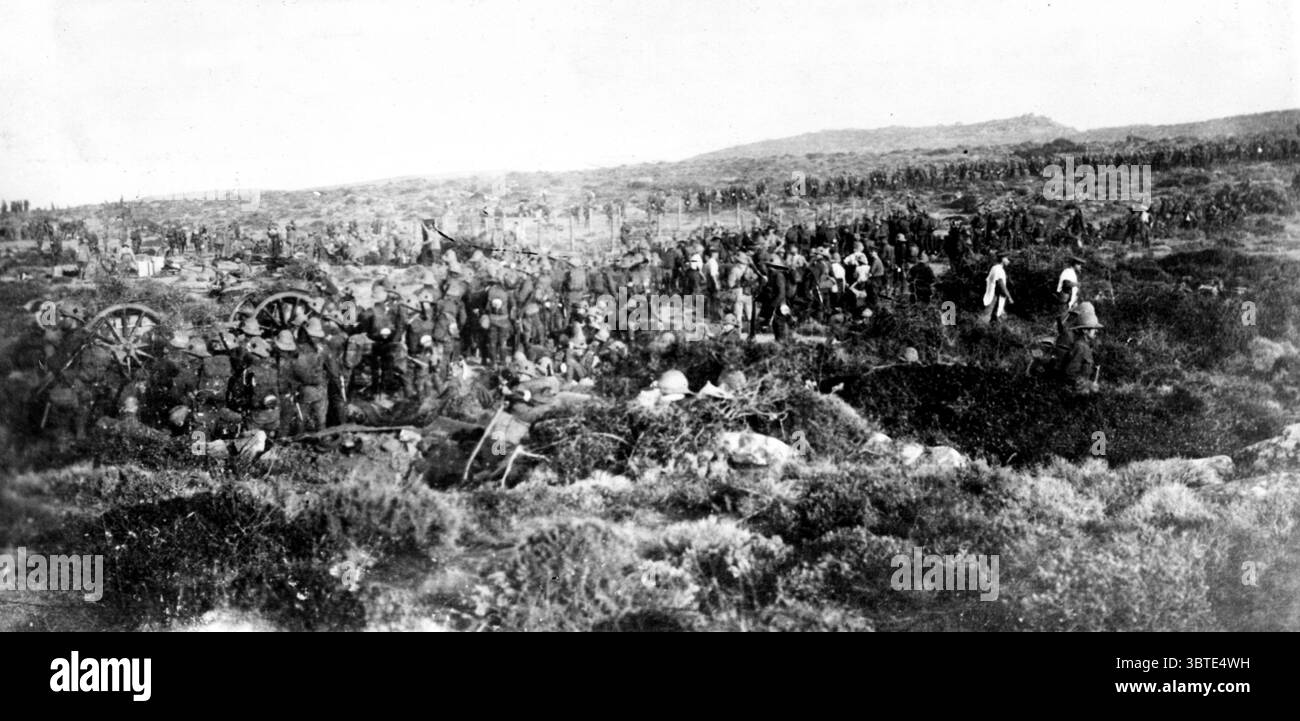 Warwickshire et Worcestershire Yeomanry (1st South Midland Brigade , 2nd Mounted Division ) débarquant à Suvla Bay. 1915 Banque D'Images