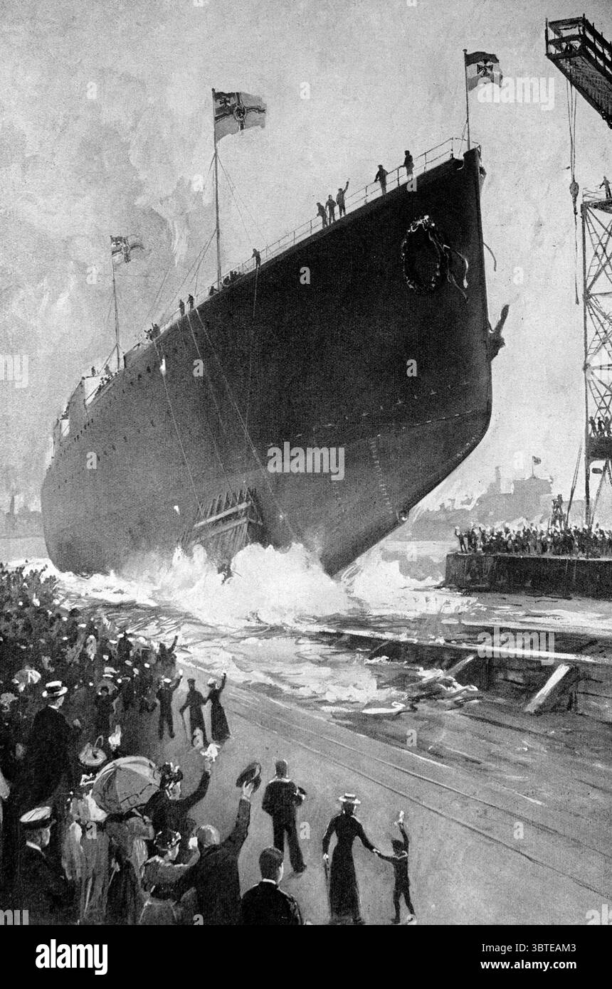 Marine impériale allemande . Le lancement du croiseur blindé SMS Hindenburg un croiseur de bataille de la Deutschen Kaiserliche Marine et Derfflinger classe . 1916 Banque D'Images