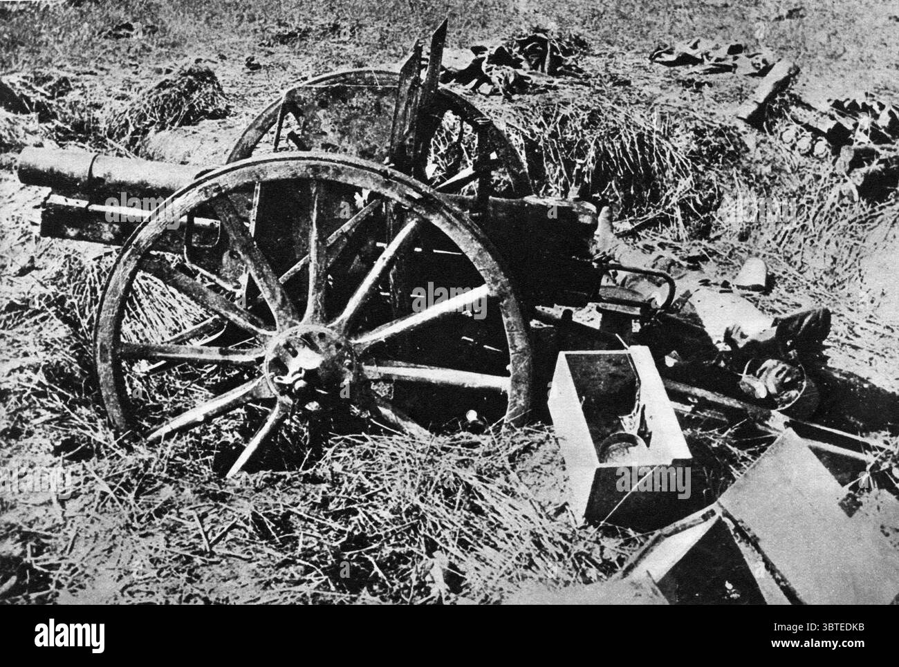 La première Guerre mondiale abandonnée canon de campagne allemand, France Banque D'Images