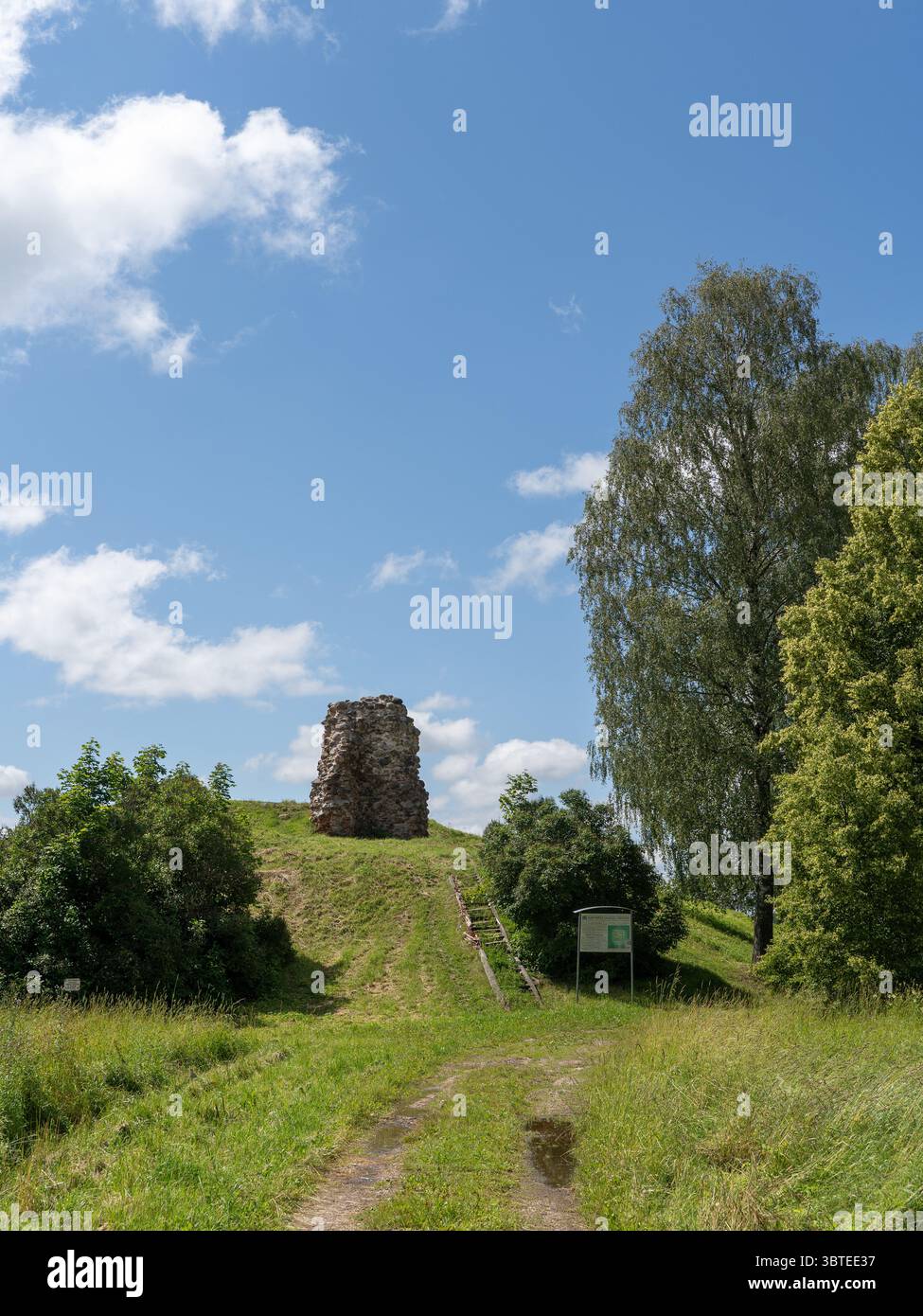Ruines du château de Kirumpää dans le comté de Võru, Estonie - un important bastion médiéval antérieur à la création de la ville de Võru Banque D'Images