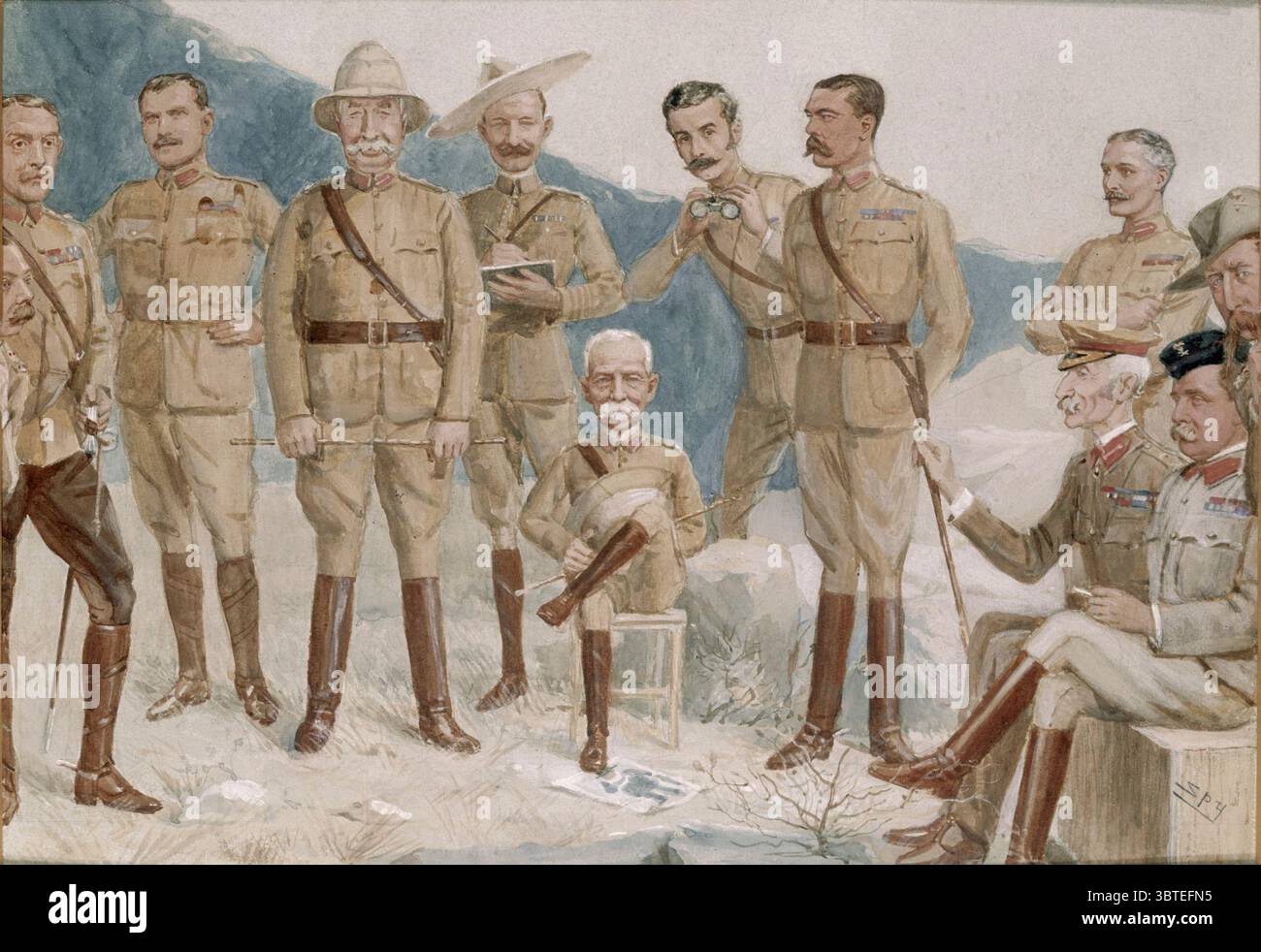 Caricature des dirigeants britanniques de la guerre des Boers, le maréchal Sir Frederick Sleigh Roberts (1832-1914) avec sa botte sur un portrait de Paul Kruger (1825-1924). Caricature des dirigeants britanniques dans la guerre des Boers par Sir Leslie Ward (espion) (1851-1922) informations supplémentaires Kruger était président sud-africain du Transvaal de 1883 à 1900 ; ©TopFoto Banque D'Images