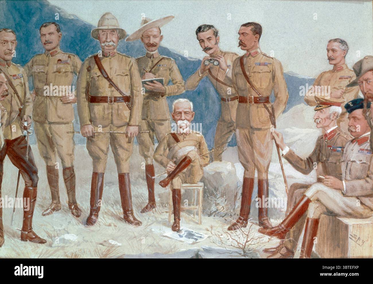 Caricature des dirigeants britanniques de la guerre des Boers, le maréchal Sir Frederick Sleigh Roberts (1832-1914) avec sa botte sur un portrait de Paul Kruger (1825-1924). Caricature des dirigeants britanniques dans la guerre des Boers par Sir Leslie Ward (espion) (1851-1922) informations supplémentaires Kruger était président sud-africain du Transvaal de 1883 à 1900 ; ©TopFoto Banque D'Images