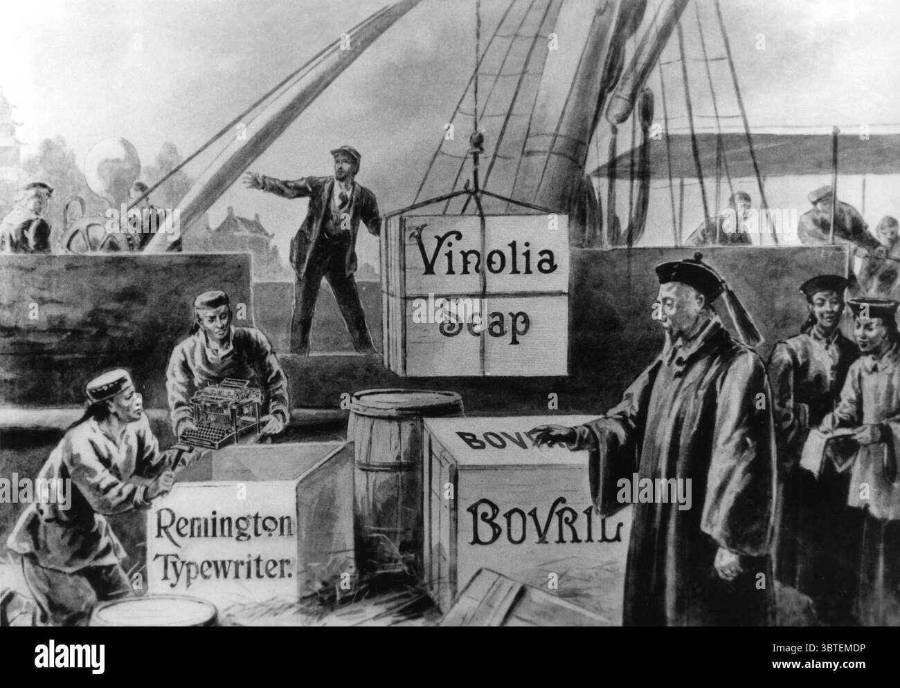 Li-Hung-Chang témoin du déchargement de marchandises d'Angleterre. Chine, 1896 Banque D'Images