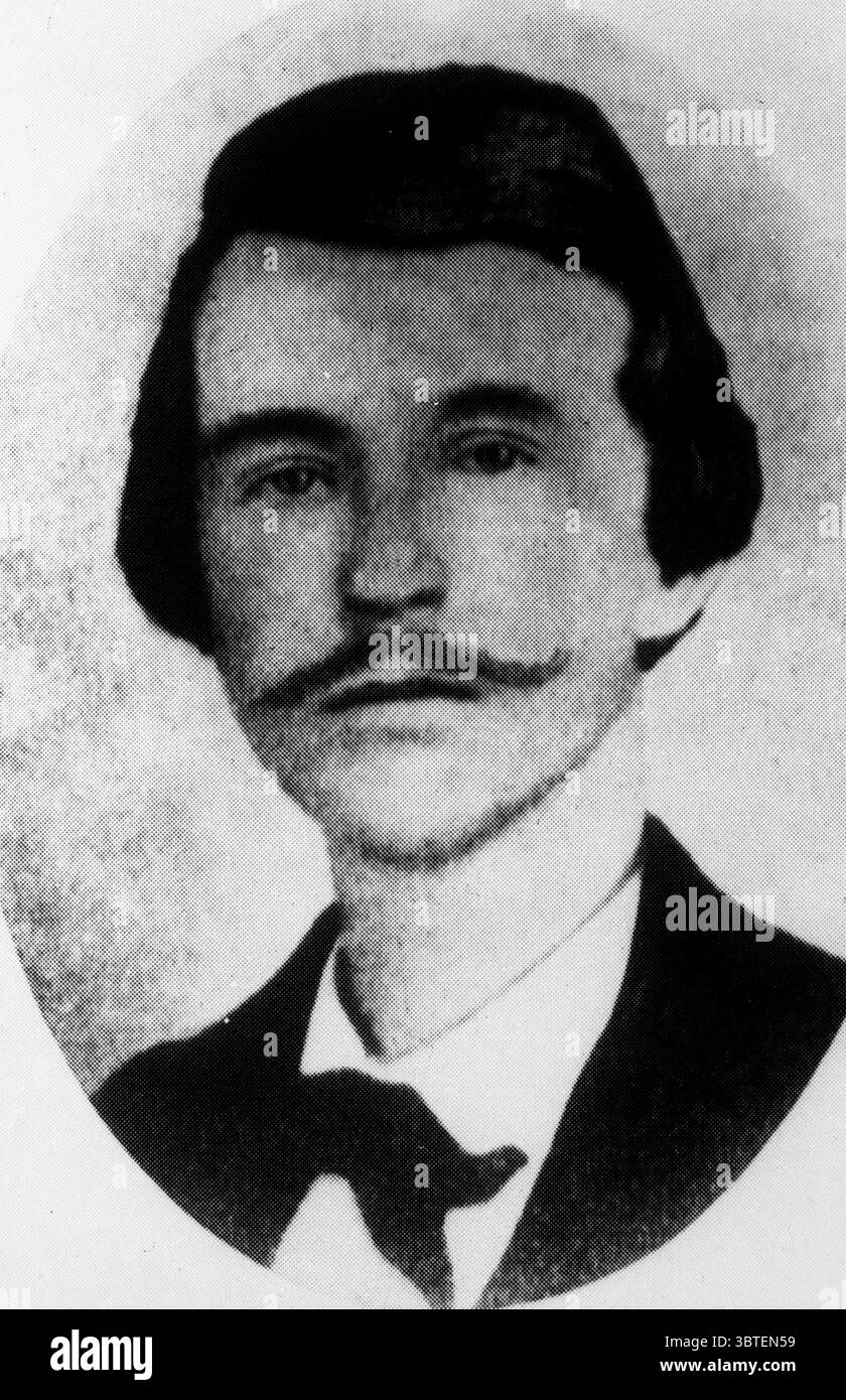 William Clarke Quantrill William Clarke Quantrill (31 juillet 1837 - 6 juin 1865) est un chef de guérilla confédéré pendant la guerre de Sécession. Après avoir dirigé une unité confédérée de bushwhacker le long de la frontière Missouri-Kansas au début des années 1860, qui comprend le tristement célèbre raid et le sac de Lawrence, Kansas en 1863, Quantrill finit par se retrouver dans le Kentucky où il est mortellement blessé dans une embuscade de l'Union en mai 1865, à l'âge de 27 ans. Banque D'Images