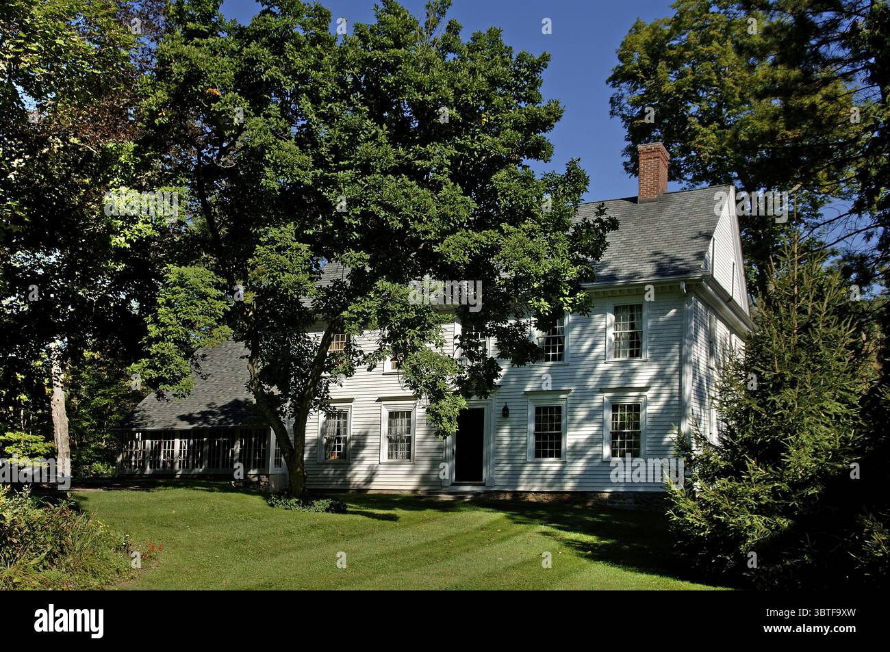 Early Wooden Settler's House 1780, Marksboro, New Jersey, États-Unis Banque D'Images