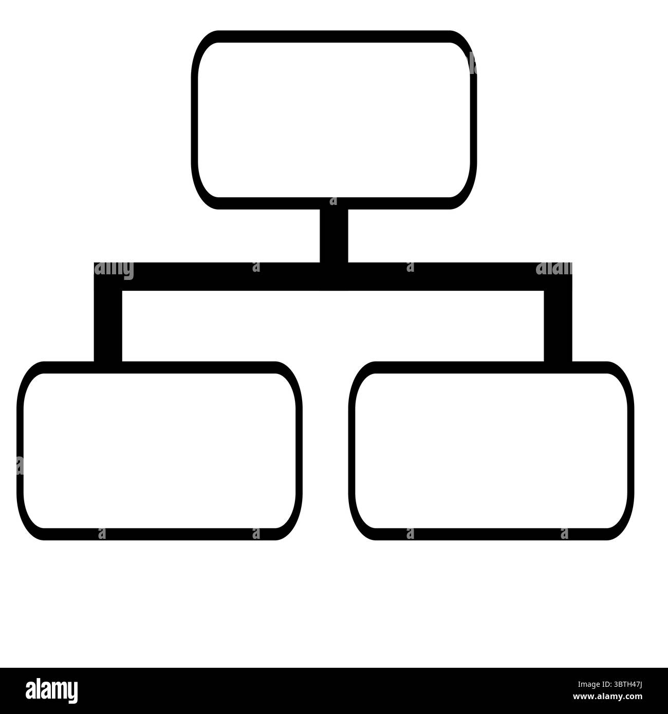 Illustration vectorielle abstraite d'une structure hiérarchique représentée par des rectangles arrondis interconnectés, idéale pour les organigrammes ou les réseaux Illustration de Vecteur