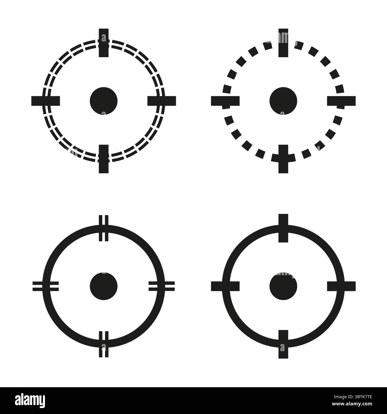Icônes de visée. Symboles du réticule. Repères vectoriels de précision. Repérez des graphiques précis Illustration de Vecteur