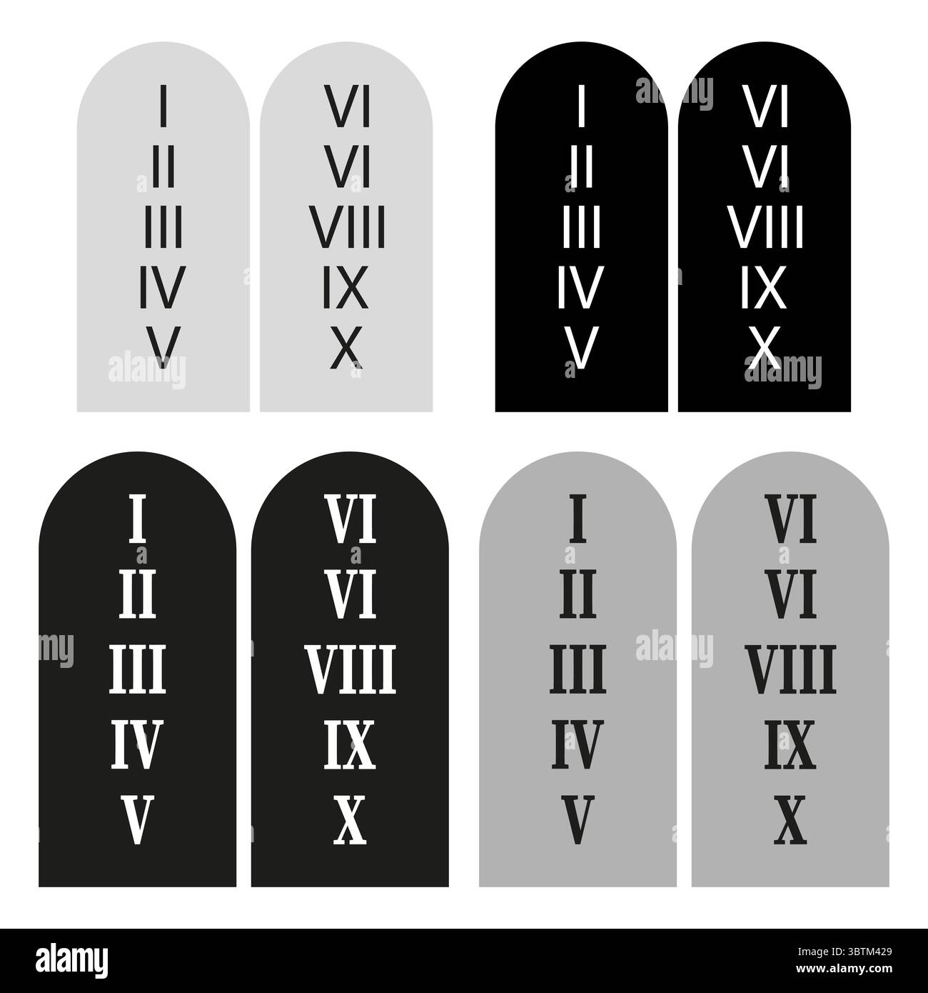 Symbole des tablettes de pierre. Illustration des dix commandements. Concept de loi antique. Icône religieuse de vecteur Illustration de Vecteur