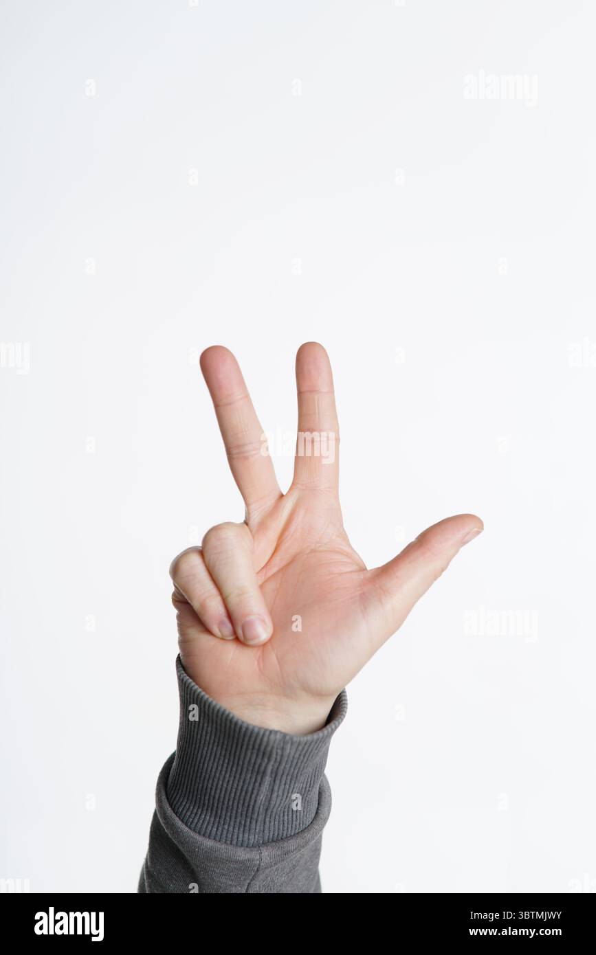 Main - 3 doigts - intérieur Banque D'Images
