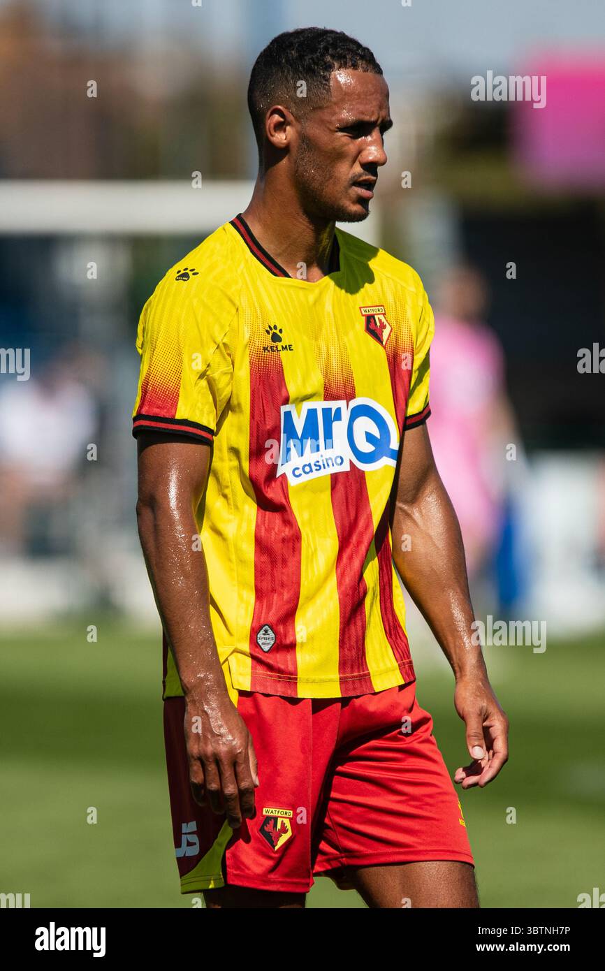 Tom Ince lors de Watford vs AFC Wimbledon amical 12/07/25 Banque D'Images