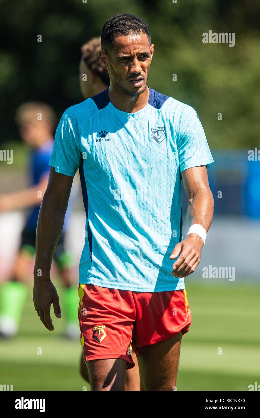 Tom Ince avant Watford vs AFC Wimbledon amical 12/07/25 Banque D'Images
