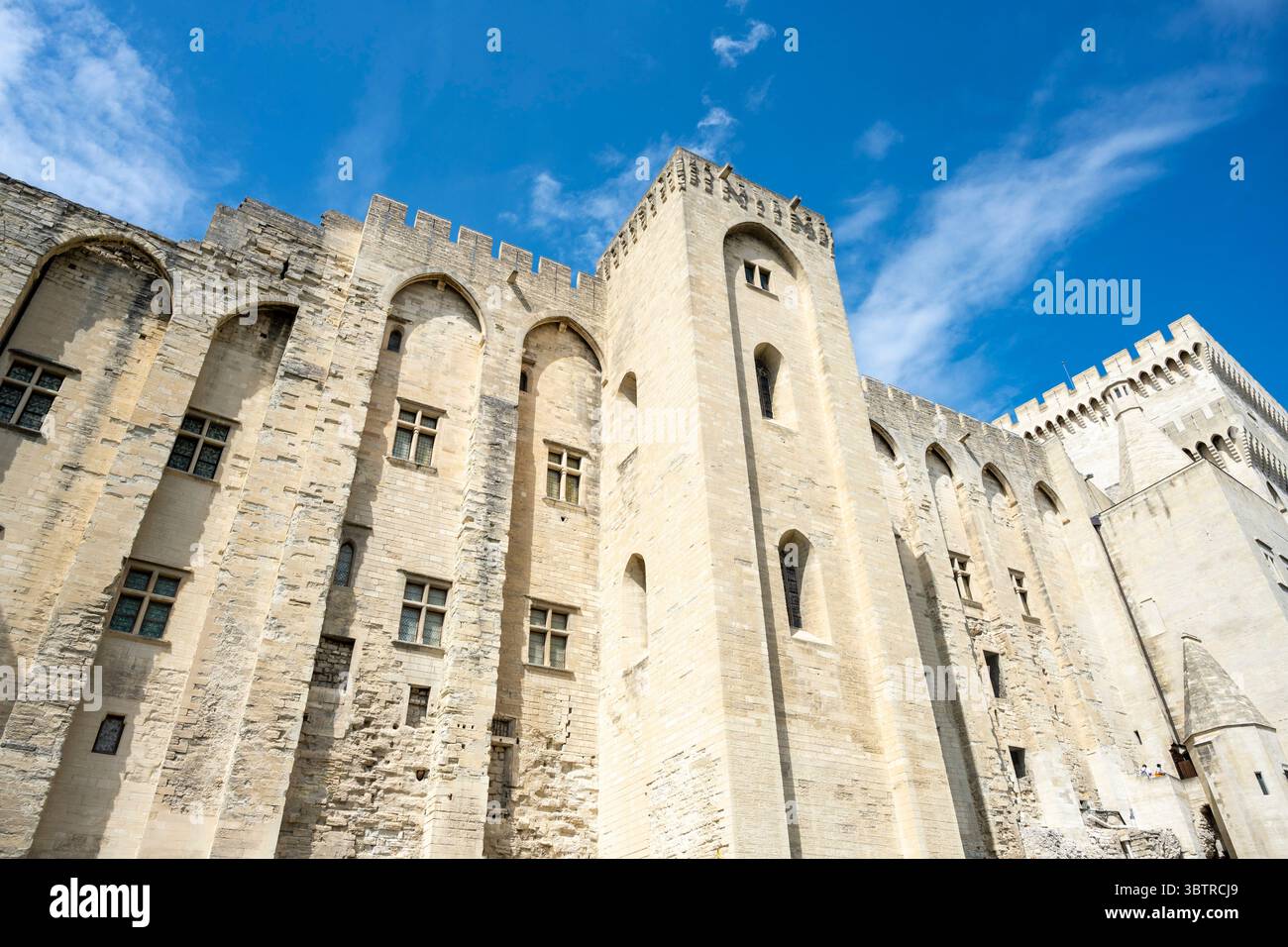 Palais des Papes - Palais des Papes - imposante architecture gothique médiévale comme siège du christianisme occidental au XIVe siècle, Avignon, Vaucluse Banque D'Images