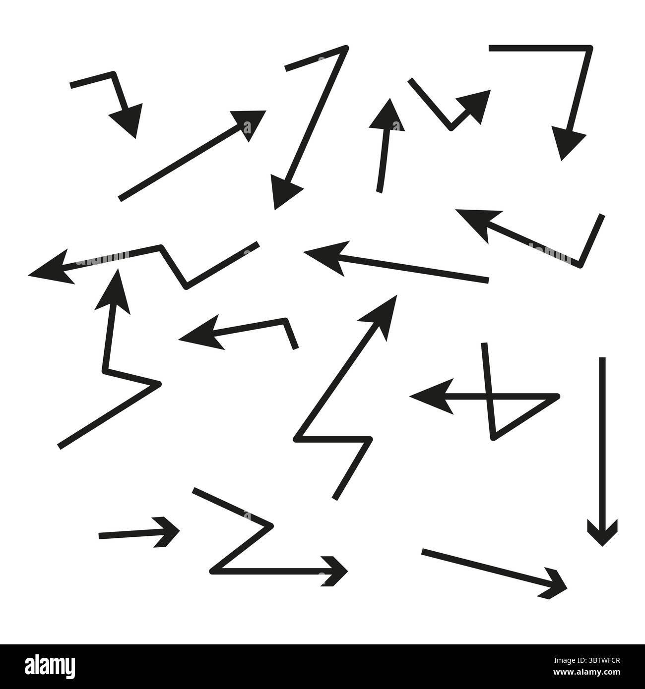 Formes de flèche dentelées. Pointeurs de ligne brisée. Symboles de direction abstraits. Illustration variée vectorielle Illustration de Vecteur