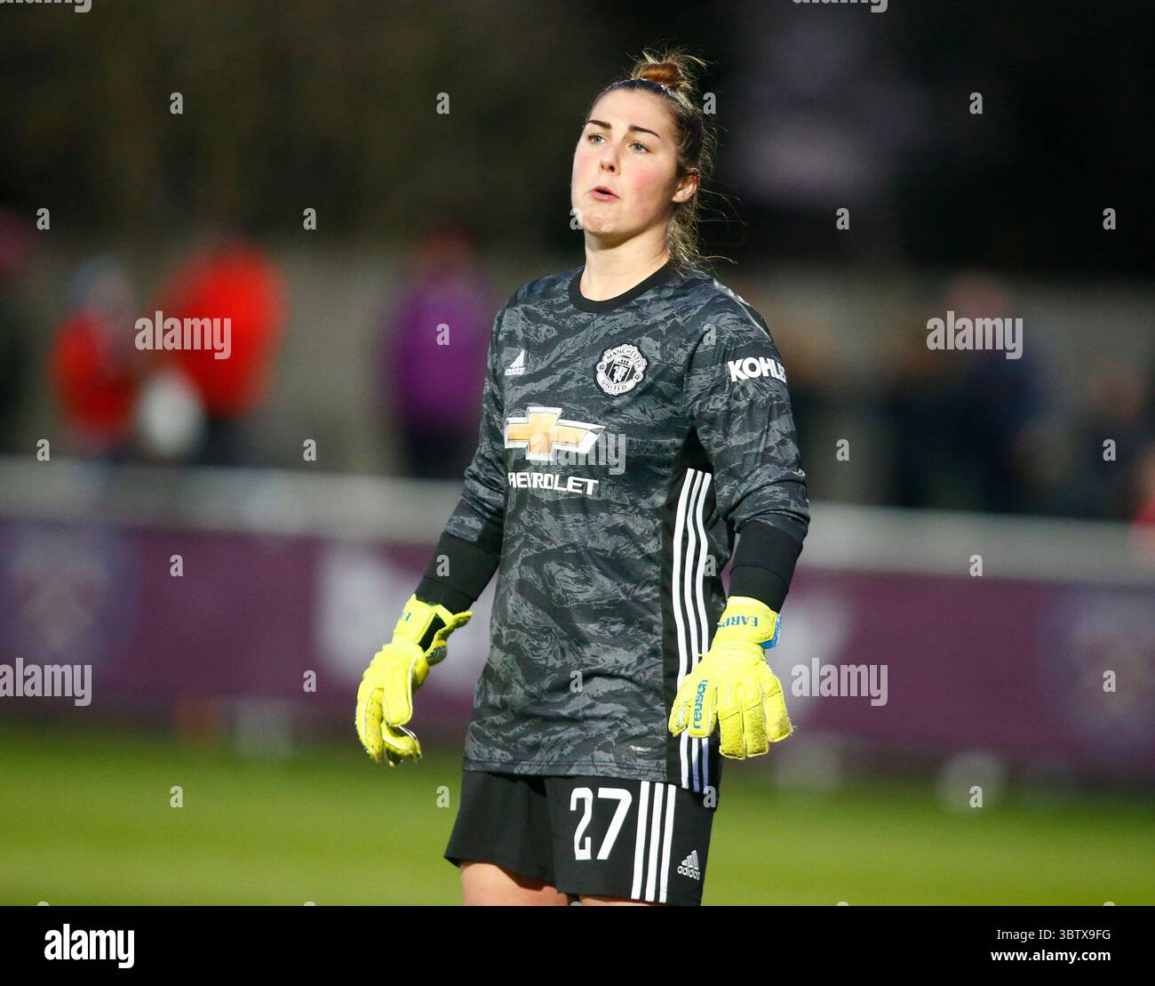 DAGENHAM, ANGLETERRE - DÉCEMBRE 01 :.Mary Earps de Manchester United Women.pendant le match de Super League féminine de Barclays entre West Ham United Women et Manchester United au stade Rush Green le 1er décembre 2019 à Dagenham, Angleterre. (Photo par AFS/Espa-images)(image de crédit : © ; Agence photo ESPA/CSM via ZUMA Wire) Banque D'Images