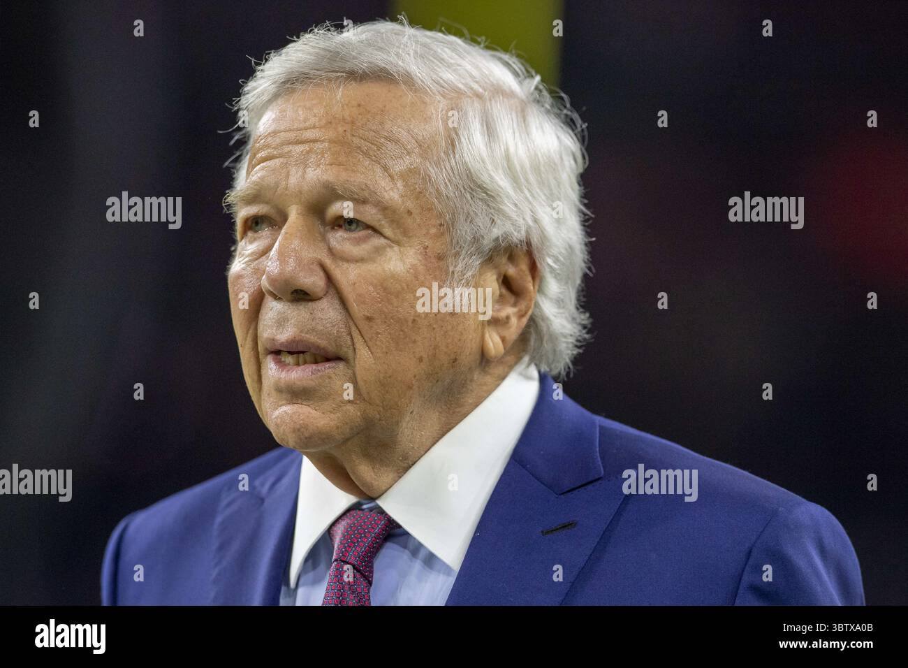 1er décembre 2019, Houston, Texas, États-Unis : 1er décembre 2019 : Robert Kraft, propriétaire des New England Patriots, avant le début du match contre les Texans de Houston au NRG Stadium de Houston, Texas. (Crédit image : © Maria Lysaker/ZUMA Wire) Banque D'Images