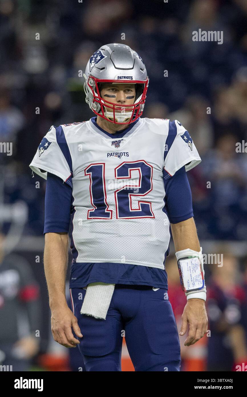 1er décembre 2019, Houston, Texas, États-Unis : 1er décembre 2019 : Tom Brady, quarterback des Patriots de la Nouvelle-Angleterre (12 ans) avant la star du match contre les Texans de Houston au NRG Stadium de Houston, Texas. (Crédit image : © Maria Lysaker/ZUMA Wire) Banque D'Images