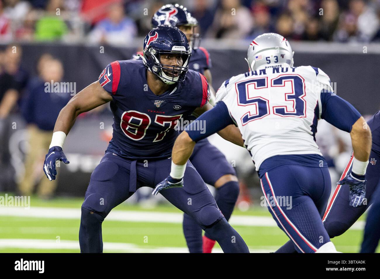 1er décembre 2019, Houston, Texas, États-Unis : 1er décembre 2019 : Houston Texans Tight End Darren Fells (87) pendant le match contre les Patriots de la Nouvelle-Angleterre au NRG Stadium de Houston, Texas. (Crédit image : © Maria Lysaker/ZUMA Wire) Banque D'Images