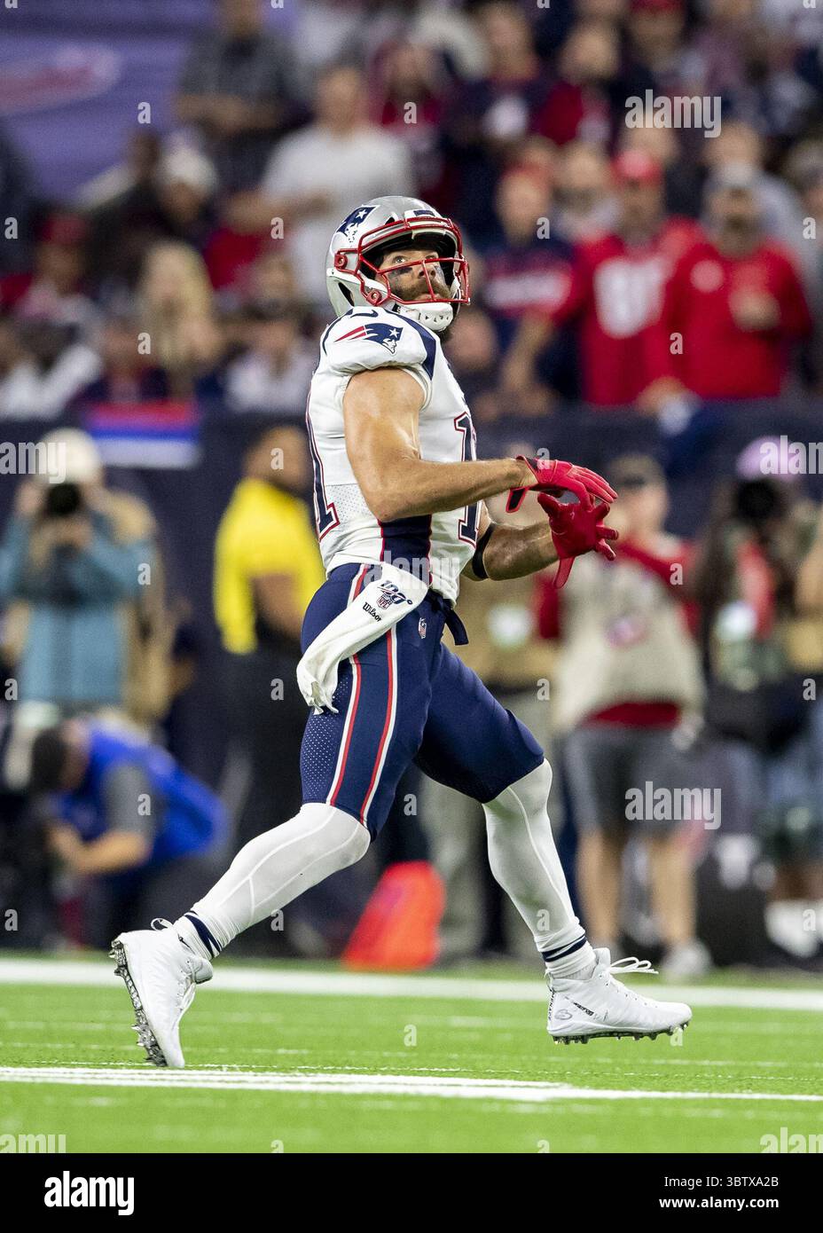 1er décembre 2019, Houston, Texas, États-Unis : 1er décembre 2019 : Julian Edelman (11 ans), receveur des Patriots de la Nouvelle-Angleterre, lors du match contre les Texans de Houston au NRG Stadium de Houston, Texas. (Crédit image : © Maria Lysaker/ZUMA Wire) Banque D'Images