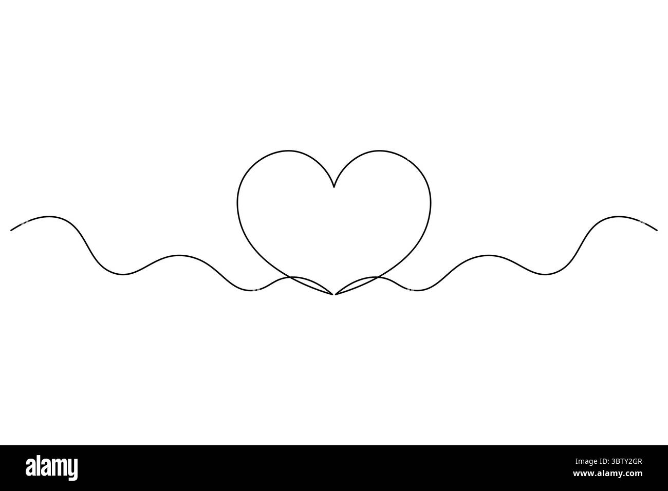 Coeur minimaliste avec Wings Single Line Art romantique vecteur de dessin de ligne continue. Illustration de Vecteur
