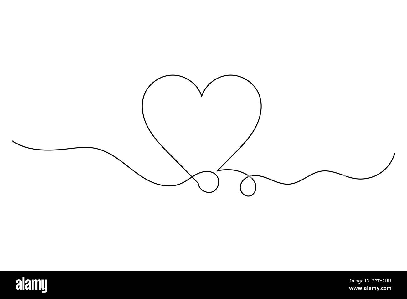 Coeur minimaliste avec Wings Single Line Art romantique vecteur de dessin de ligne continue. Illustration de Vecteur