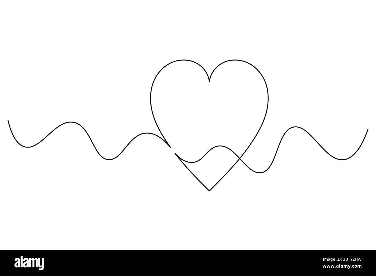 Coeur minimaliste avec Wings Single Line Art romantique vecteur de dessin de ligne continue. Illustration de Vecteur