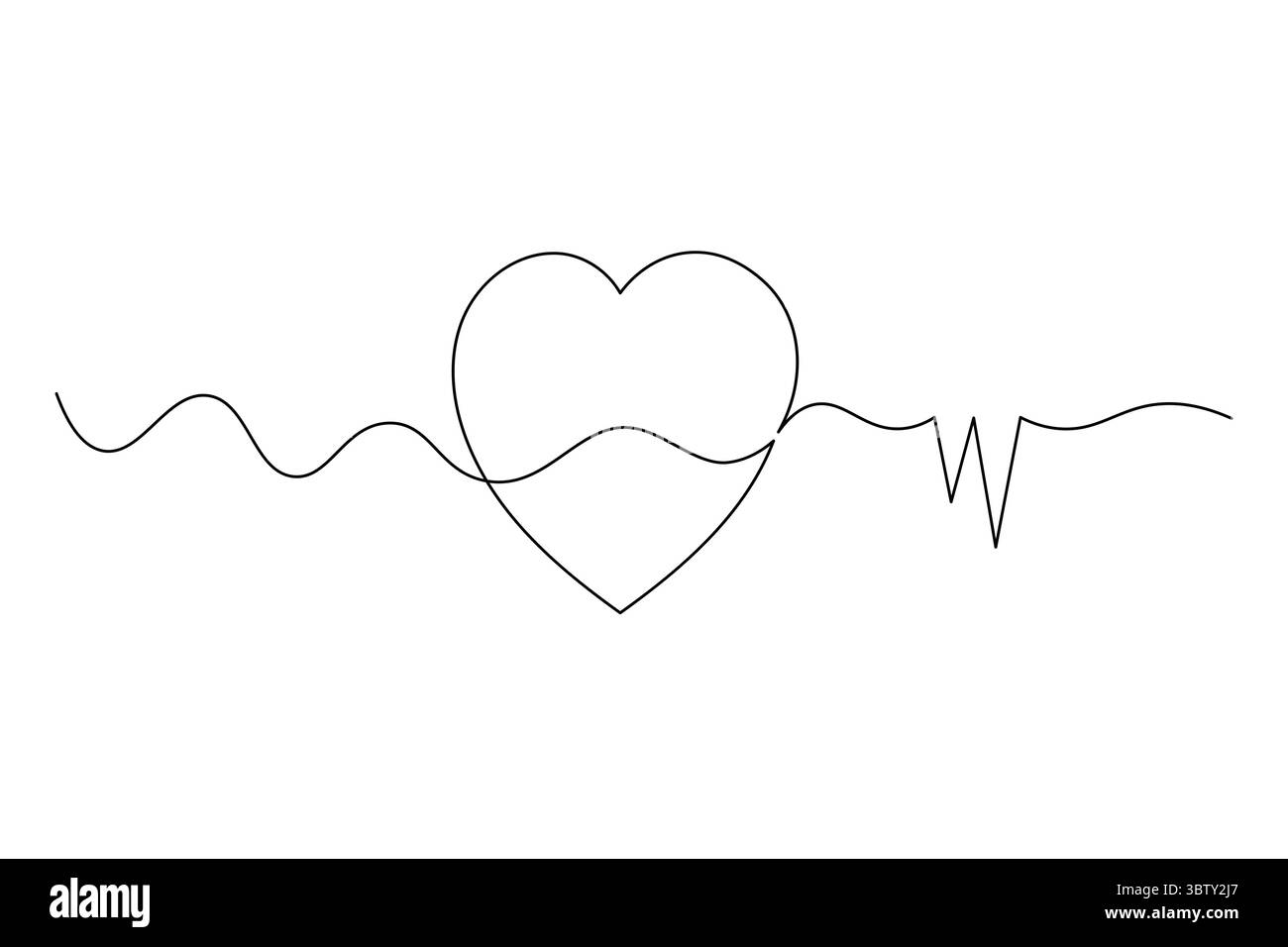 Coeur minimaliste avec Wings Single Line Art romantique vecteur de dessin de ligne continue. Illustration de Vecteur