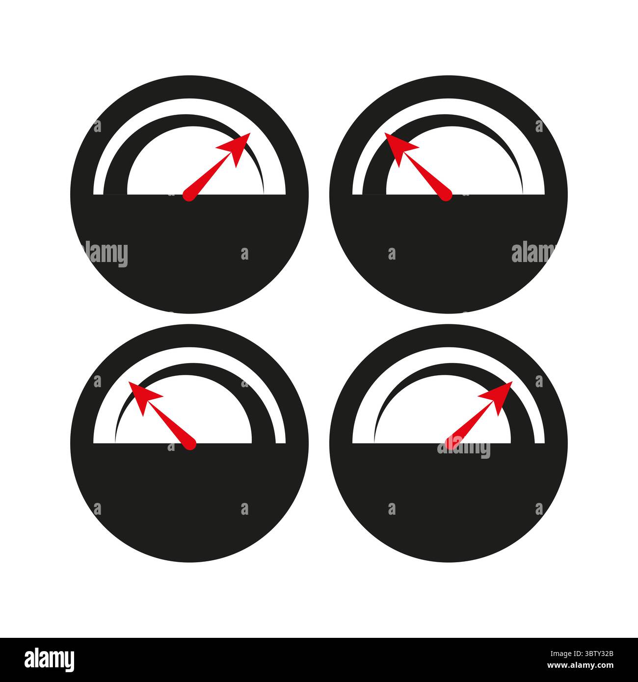 Icône indicateurs du tableau de bord. Graphique du cadran du compteur de vitesse. Indicateur vectoriel. Symboles de mesure des performances. Illustration de Vecteur