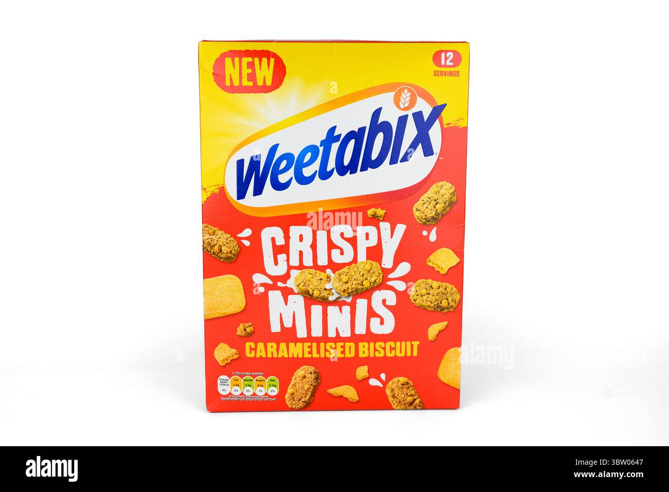 Boîte de céréales pour biscuits caramélisés Weetabix Crispy Minis – pays de Galles, Royaume-Uni – 05 juillet 2025 Banque D'Images