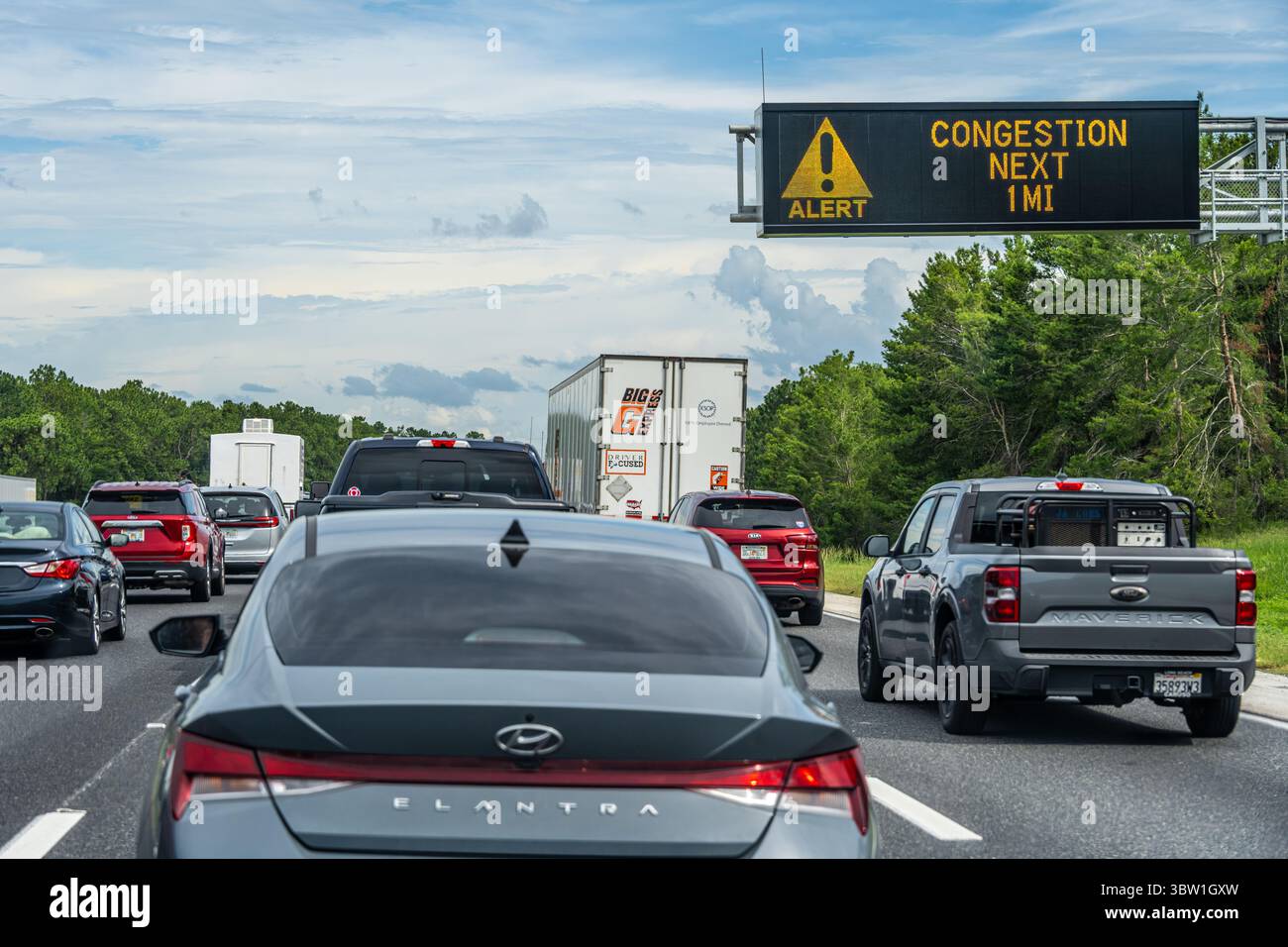 Embouteillage le long de l'Interstate 75 dans le nord de la Floride. (ÉTATS-UNIS) Banque D'Images