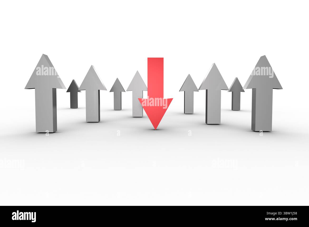 Gris et rouge flèches pointant vers le haut et vers le bas Banque D'Images