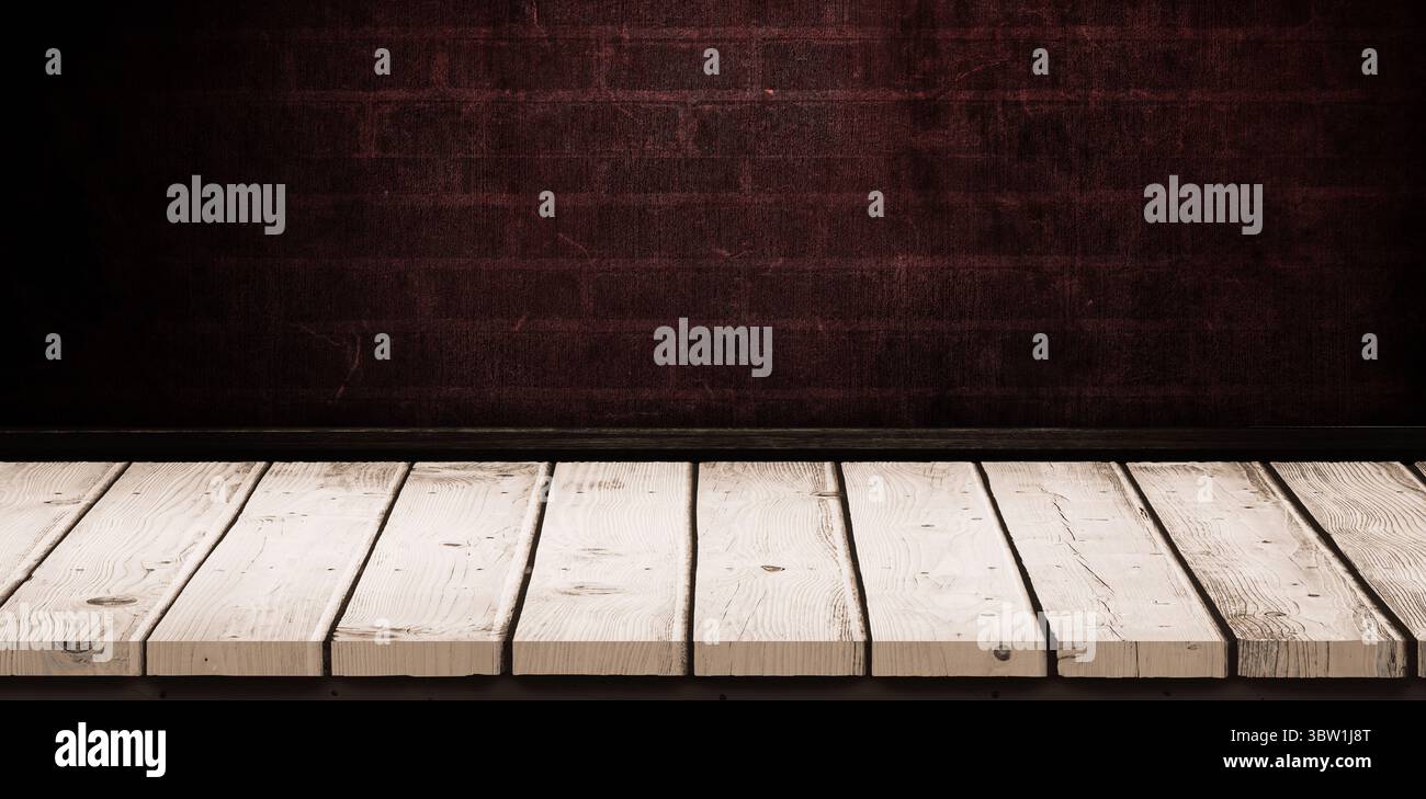 Panneau en bois sur fond noir Banque D'Images