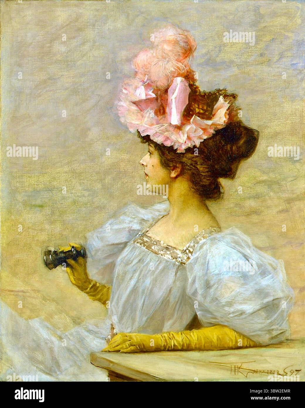 Frederik Hendrik Kaemmerer - femme avec des lunettes d'opéra - 1897 Banque D'Images Frederik Hendrik Kaemmerer - femme avec des lunettes d'opéra - 1897 Banque D'Images