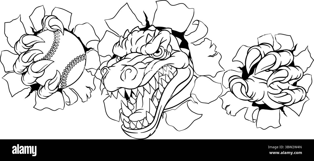 Crocodile Dinosaur Alligator Baseball Mascot Sport Illustration de Vecteur