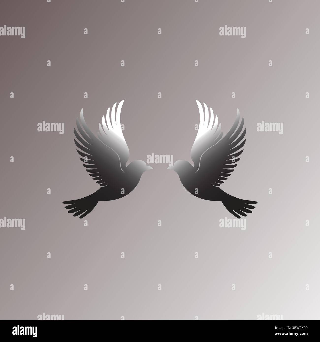'Silhouette élégante de deux oiseaux en vol' cette belle illustration montre deux oiseaux dans un vol gracieux, représenté dans un dégradé lisse du noir au blanc. Le design minimaliste met l'accent sur l'élégance et l'harmonie, ce qui le rend parfait pour les thèmes de l'amour, de la liberté et de la nature. Idéal pour une utilisation dans la marque, les cartes de vœux ou l'art décoratif, cette œuvre d'art capture l'essence de l'ensemble et de la tranquillité. Illustration de Vecteur 'Silhouette élégante de deux oiseaux en vol' cette belle illustration montre deux oiseaux dans un vol gracieux, représenté dans un dégradé lisse du noir au blanc. Le design minimaliste met l'accent sur l'élégance et l'harmonie, ce qui le rend parfait pour les thèmes de l'amour, de la liberté et de la nature. Idéal pour une utilisation dans la marque, les cartes de vœux ou l'art décoratif, cette œuvre d'art capture l'essence de l'ensemble et de la tranquillité. Illustration de Vecteur